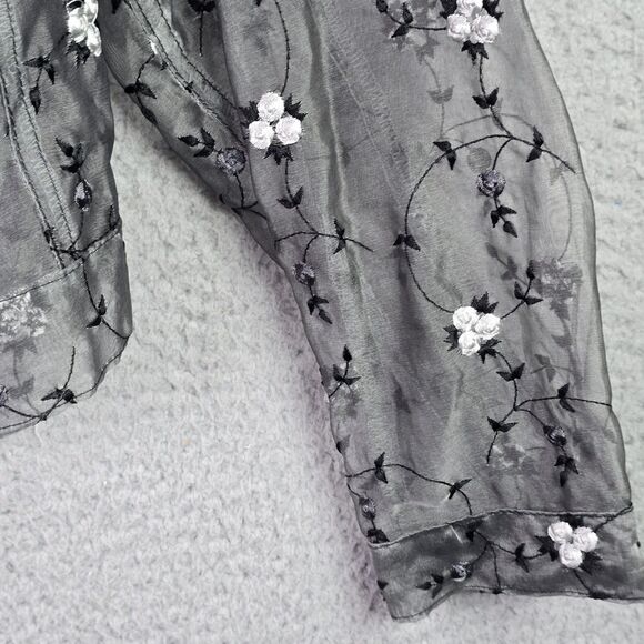 Angel Pie Sheer Silk Embroidered Floral Cropped Jacket M L Fairycore Vintage Y2K - Picture 9 of 12